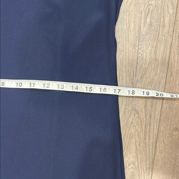 Boston Proper Beyond Travel Navy Blue Sheath V Neck Grommet Dress Size Small - Picture 8 of 15